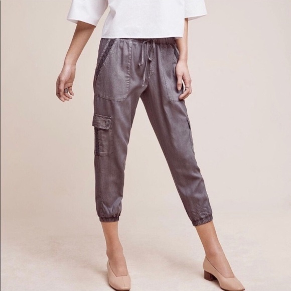 Anthropologie - Cloth & Stone - Vintage Olive Cropped Joggers - Picture 1 of 9